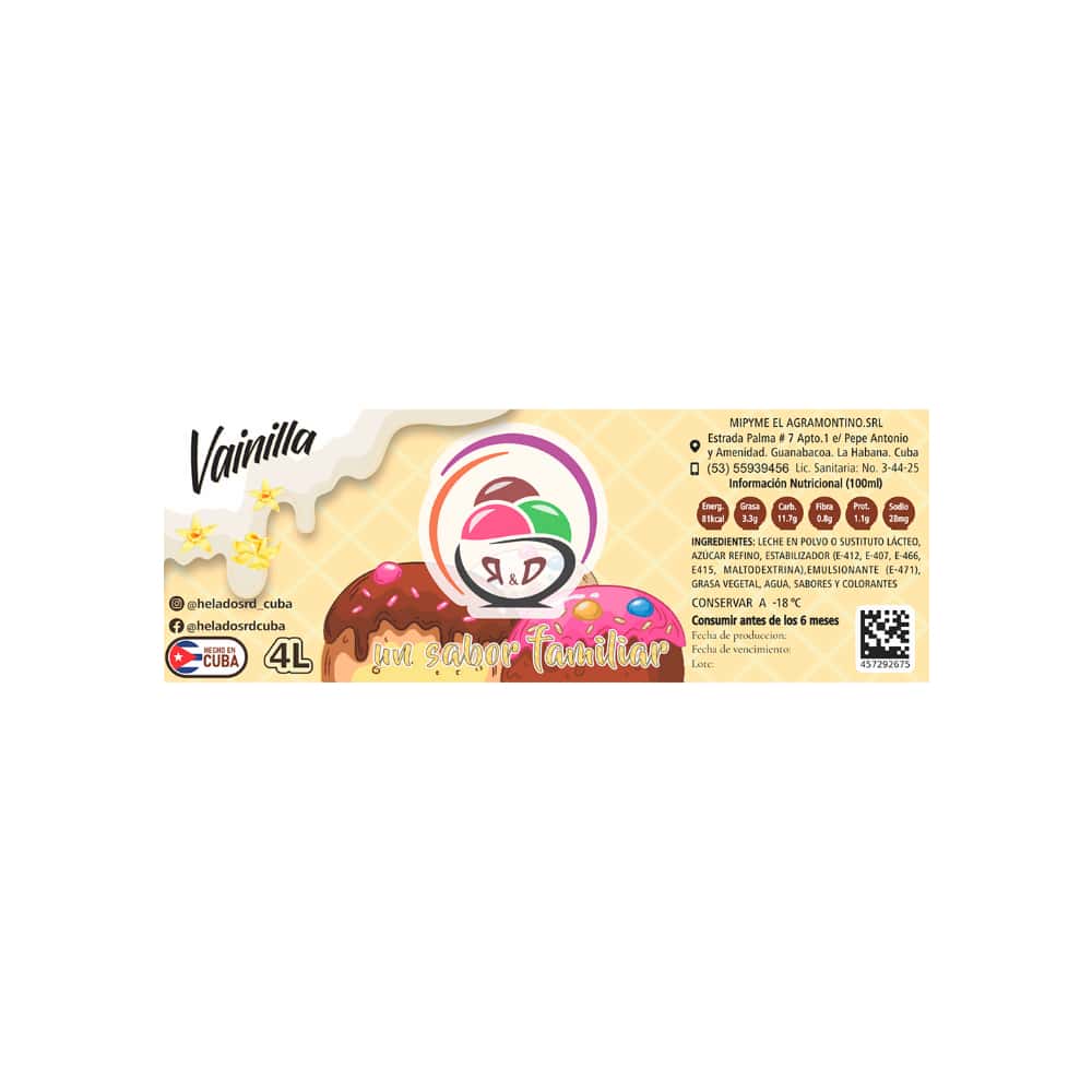 Helado sabor vainilla R&D (4 L) - Miniatura 3