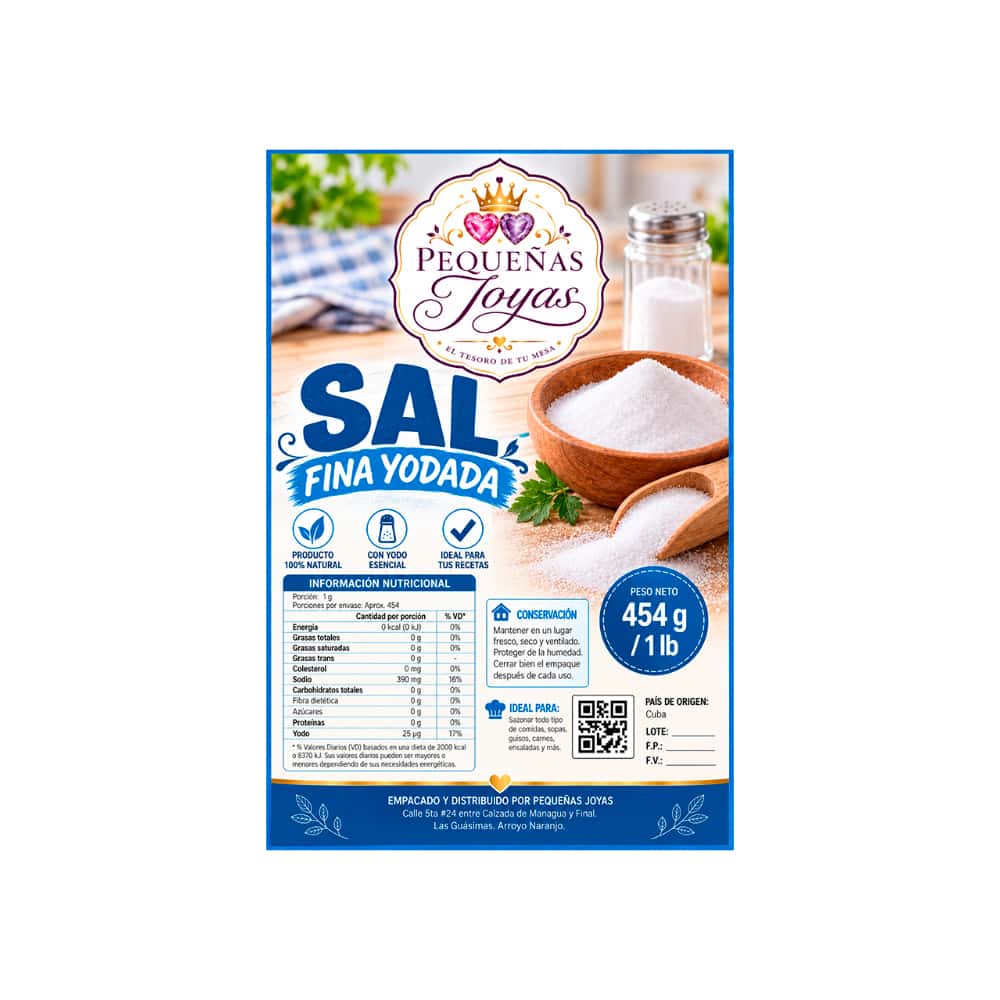 Sal fina yodada Pequeñas Joyas (454 g / 1 lb) - Miniatura 2