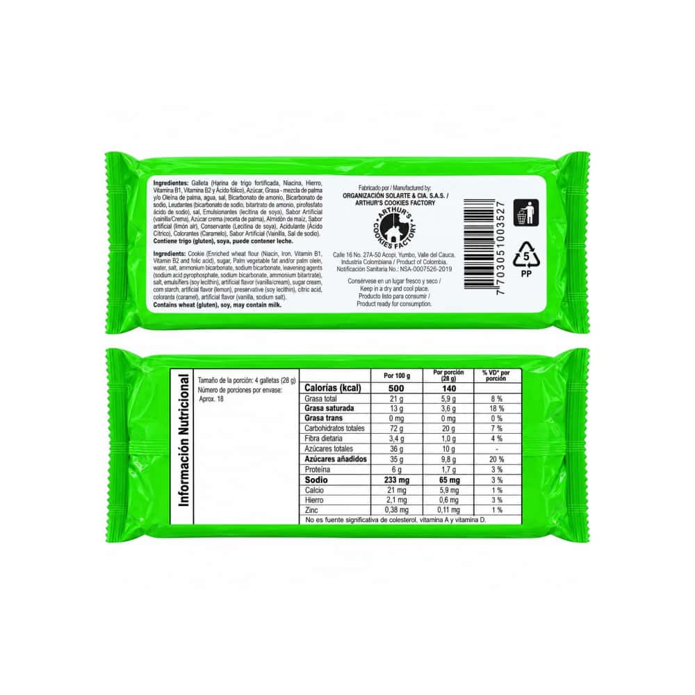 Paquete de galletas rellenas con crema sabor a limón Golozetas (417.6 g / 14.73 oz) - Miniatura 2