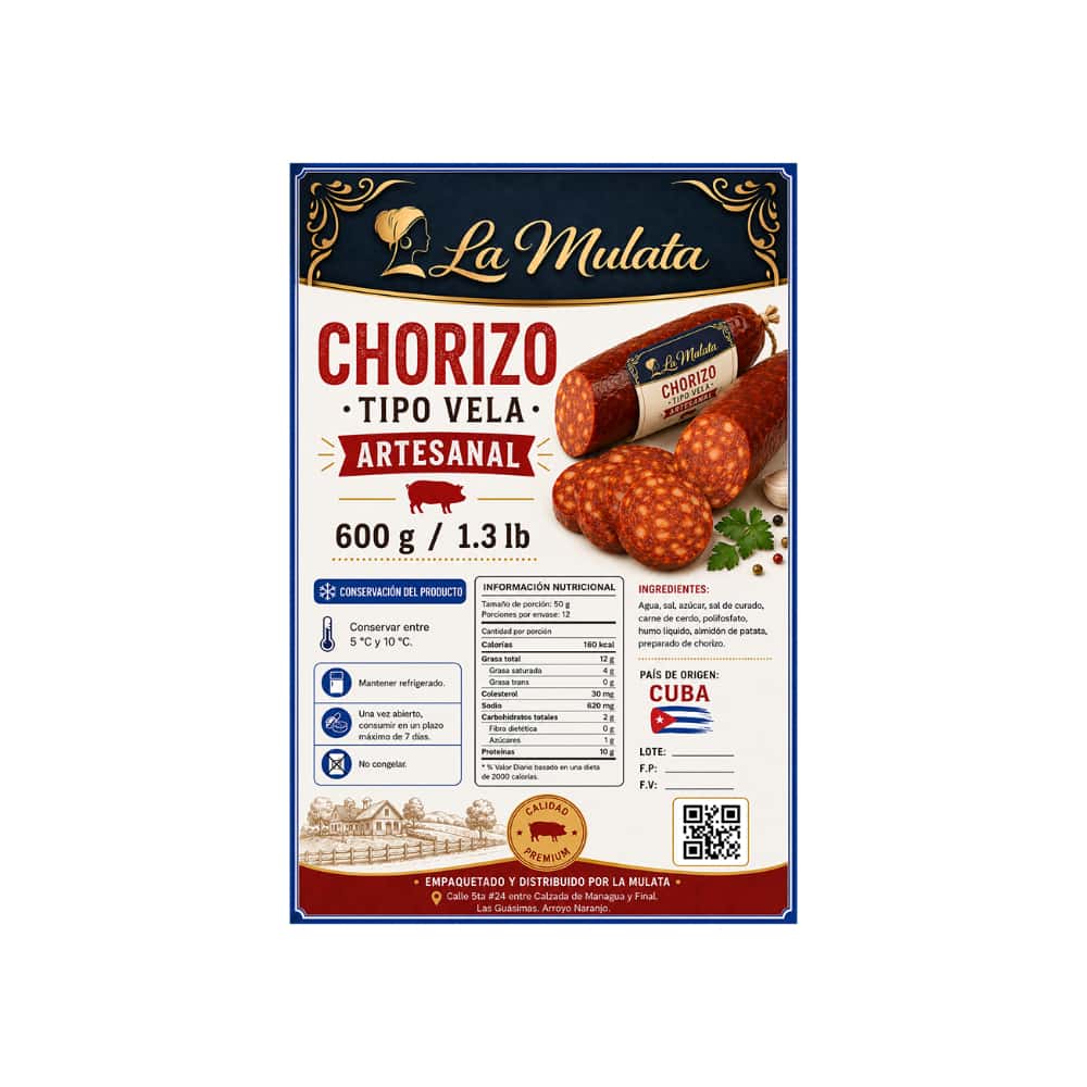Chorizo tipo Vela artesanal La Mulata (600 g / 1.3 lb) - Miniatura 2