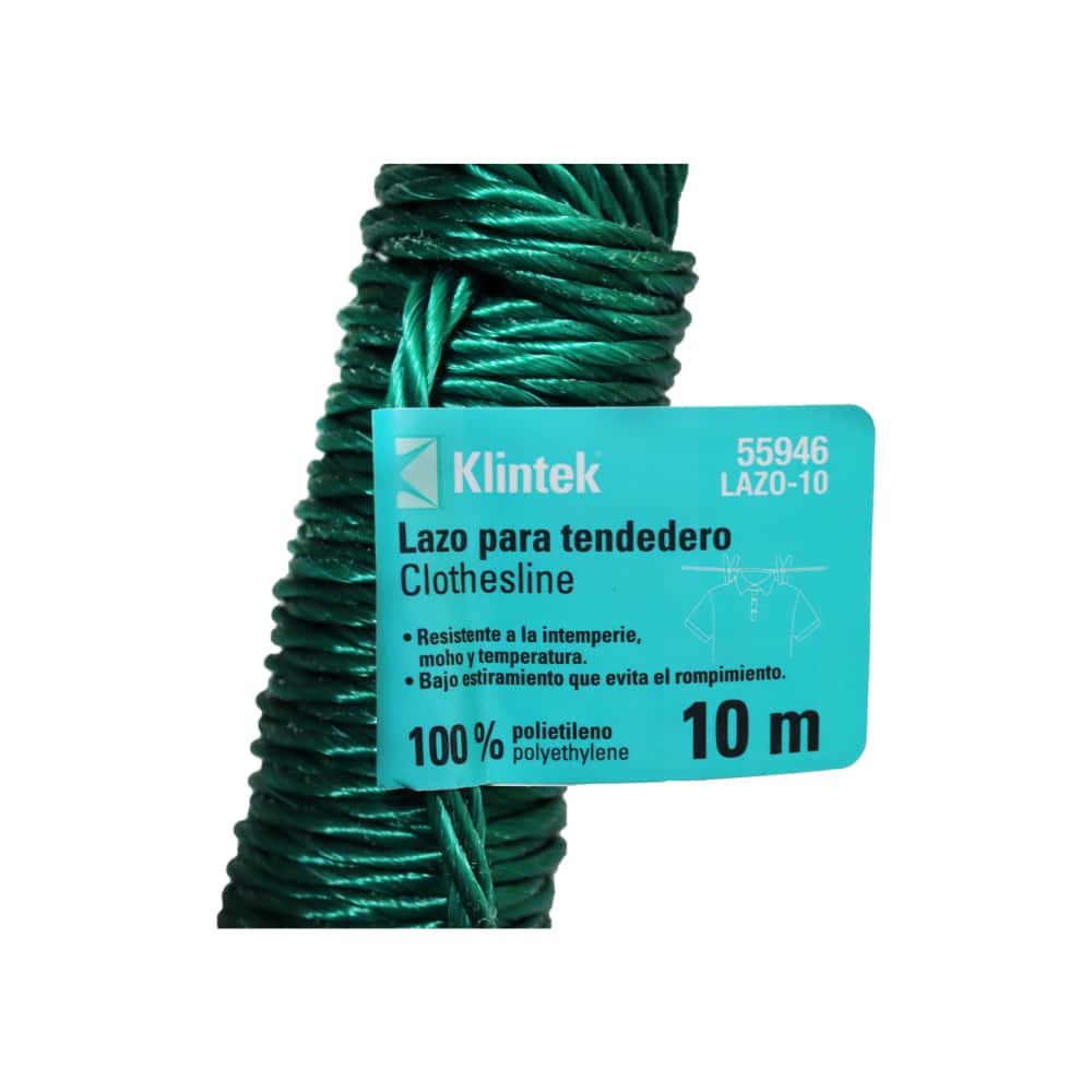 Lazo para tendedero de 10 m de largo color verde Klintek - Miniatura 4