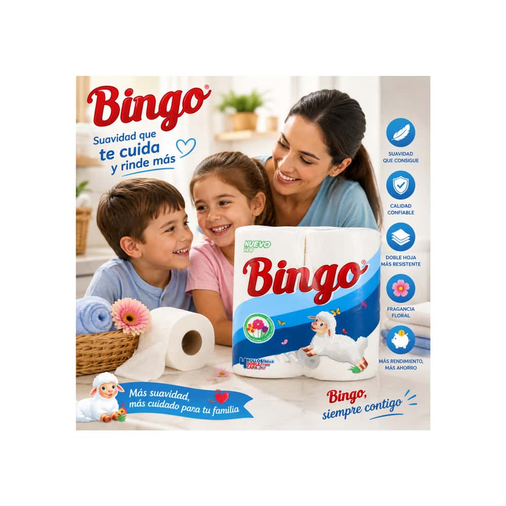 Papel higienico doble hoja perfumado Bingo (4 U) - Miniatura 3