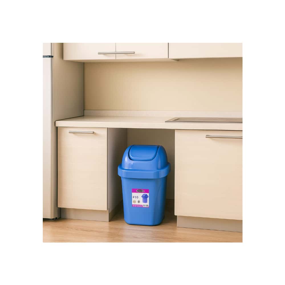 Papelera compacta de 10 litros con tapa vaivén Prolimso - Miniatura 5