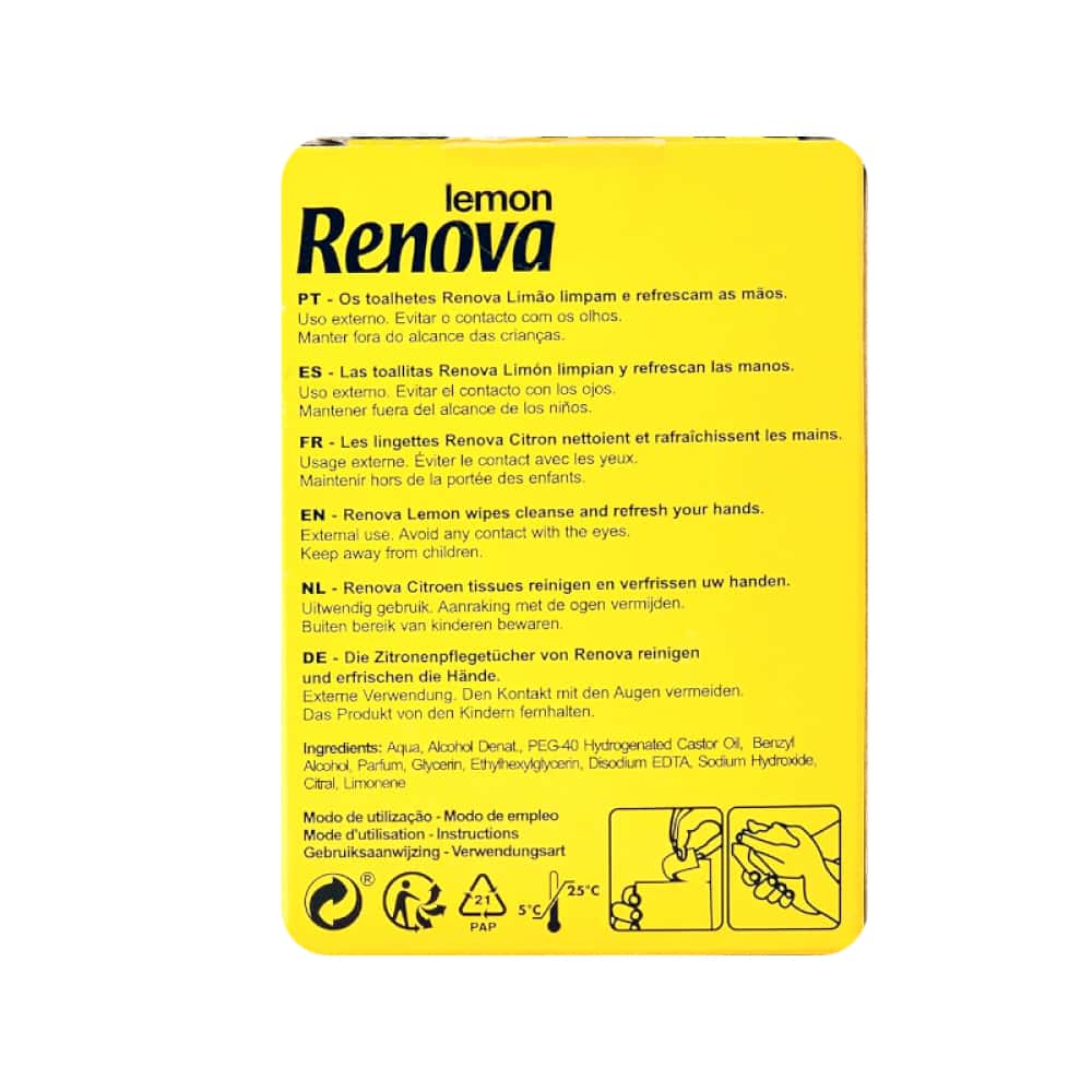 Toallitas refrescantes con aroma a limón Renova (20 U) - Miniatura 2