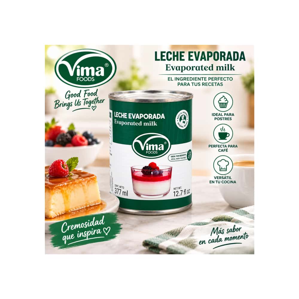 Leche evaporada Vima Foods (377 ml) - Miniatura 4