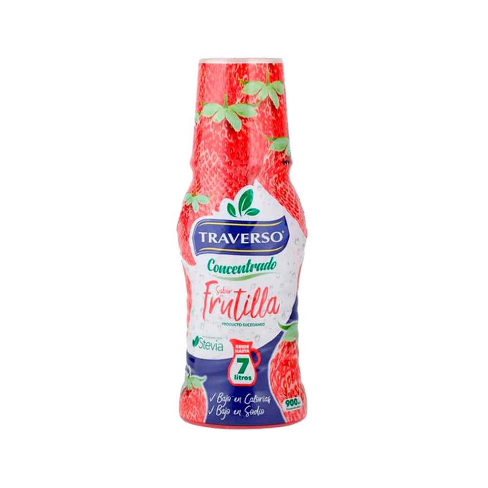 Jugo concentrado sabor frutilla Traverso (900 ml) - Miniatura 1