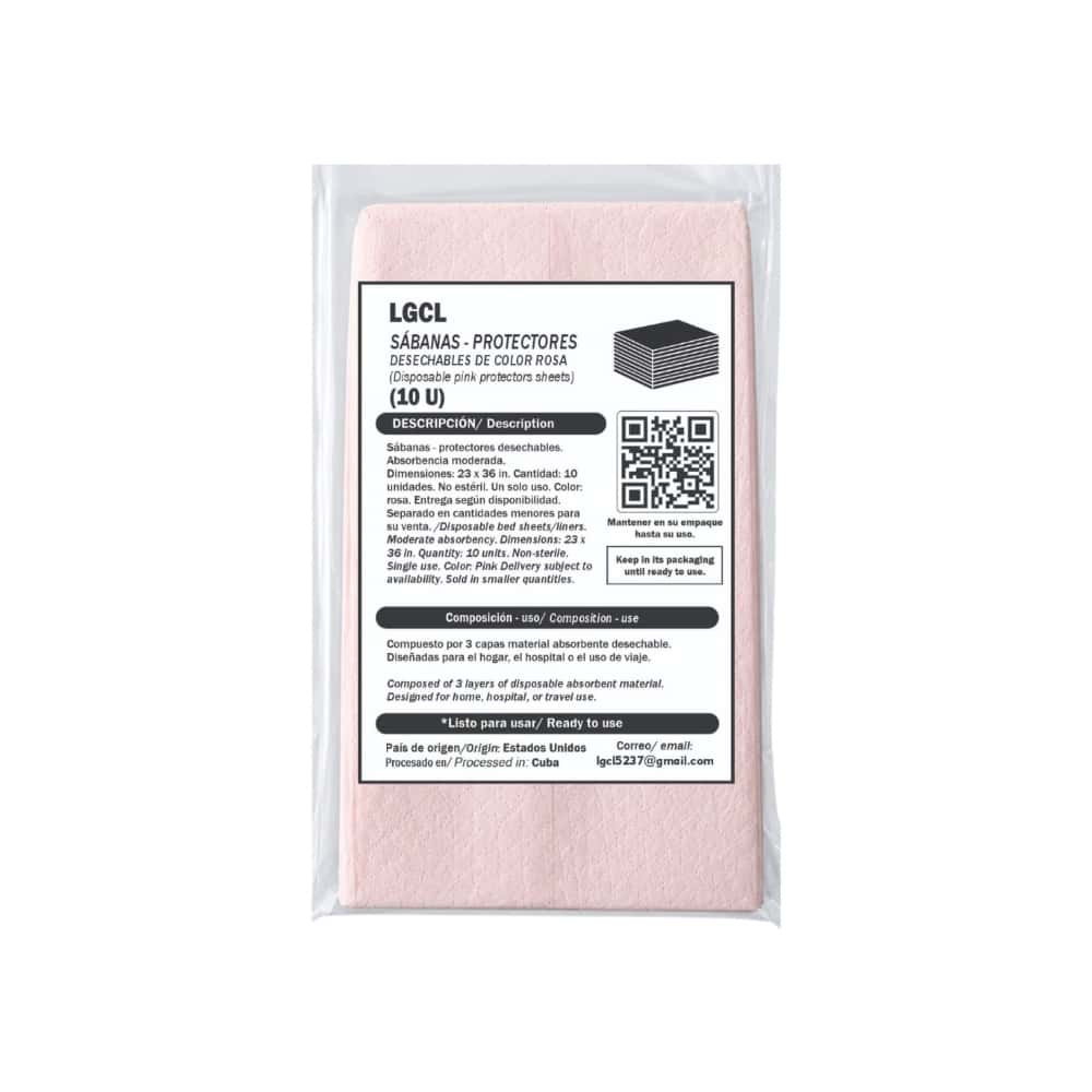 Sábanas - protectores desechables de color rosadas LGCL (10 U) - Miniatura 1