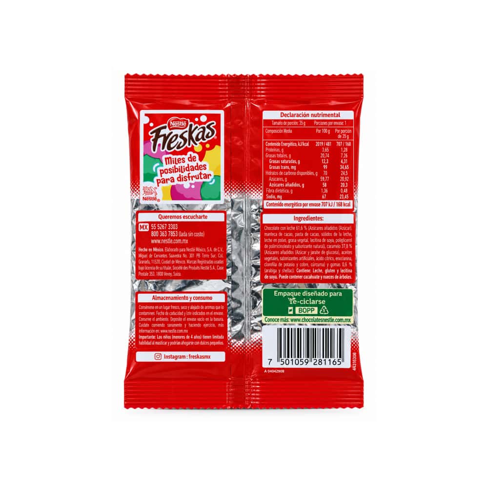Caramelo esponjado cubierto de chocolate con leche Juegatela Freskas Nestlé (35 g / 1.23 oz) - Miniatura 3