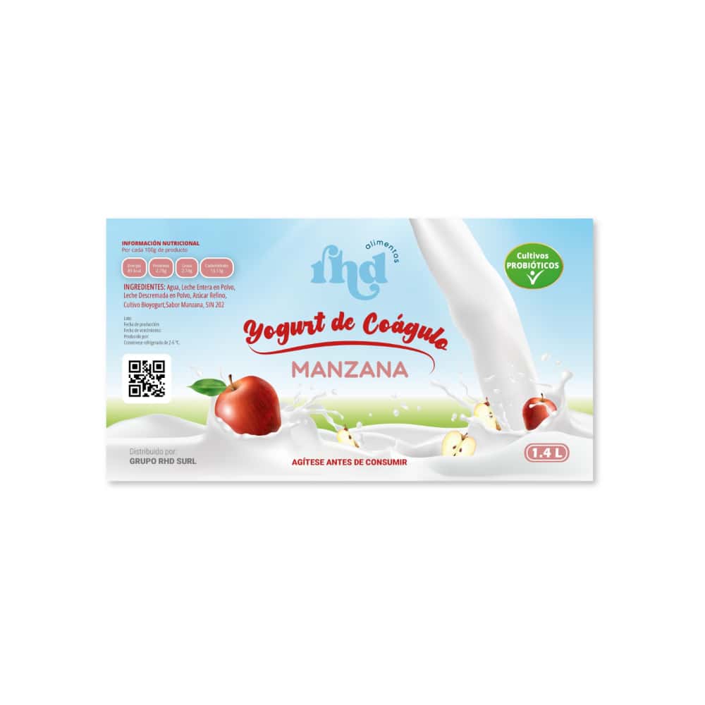 Yogurt probiótico de coágulo sabor manzana RHD (1.4 L) - Miniatura 2