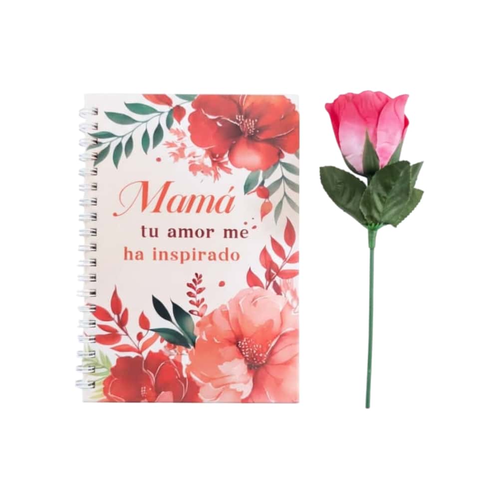 Estuche de regalo de agenda y flor artificial diseñado para mamá Tiara - Miniatura 1