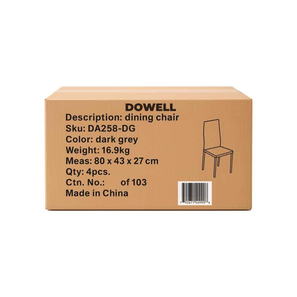 Conjunto de 4 sillas de comedor color gris oscuro Dowell - Miniatura 5