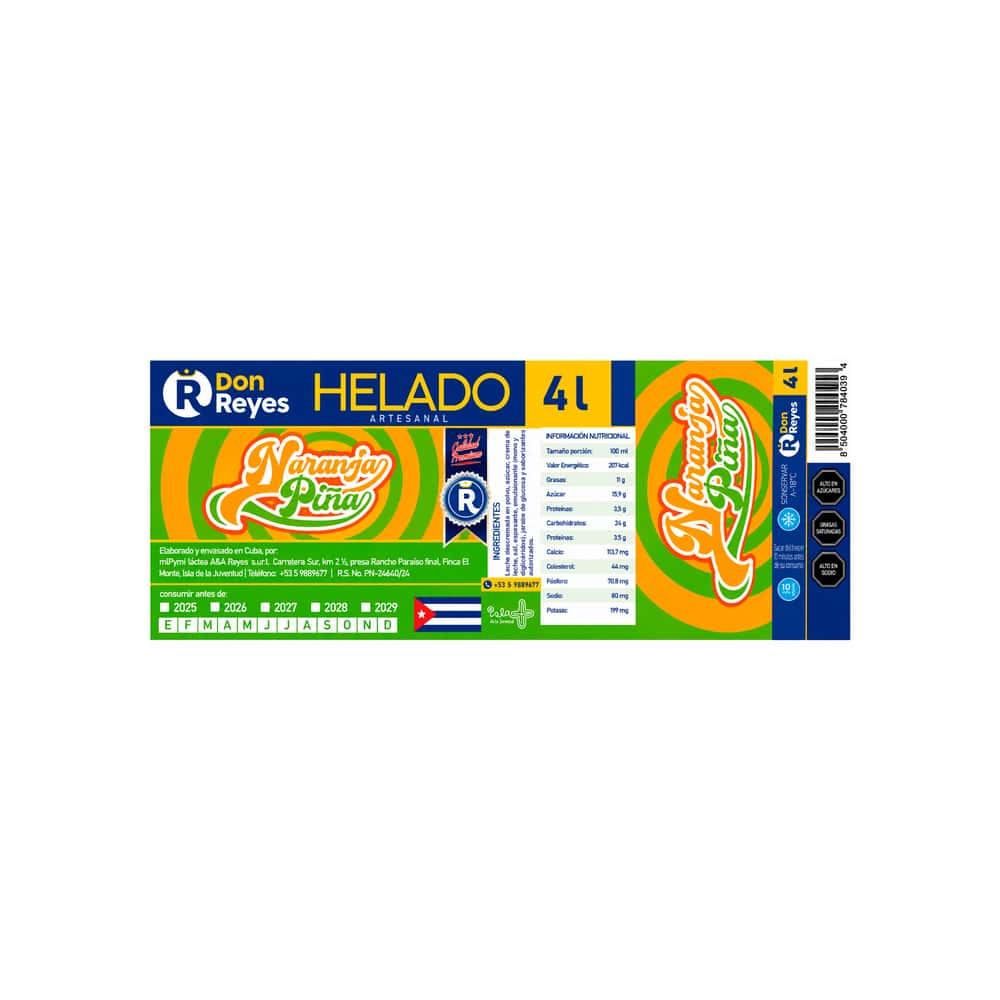 Helado artesanal sabor naranja-piña Don Reyes (4 L) - Miniatura 4
