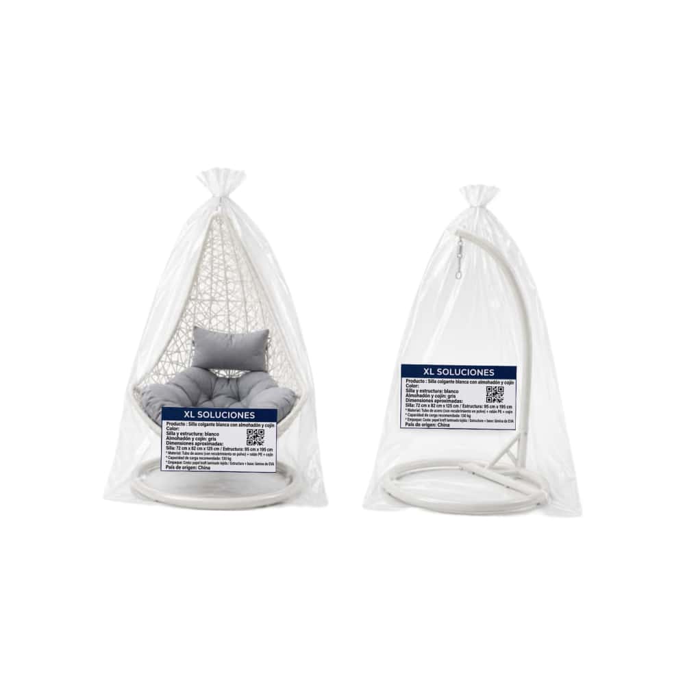 Silla colgante blanca con almohadón y cojín XL Soluciones YKT-1151B - Miniatura 2