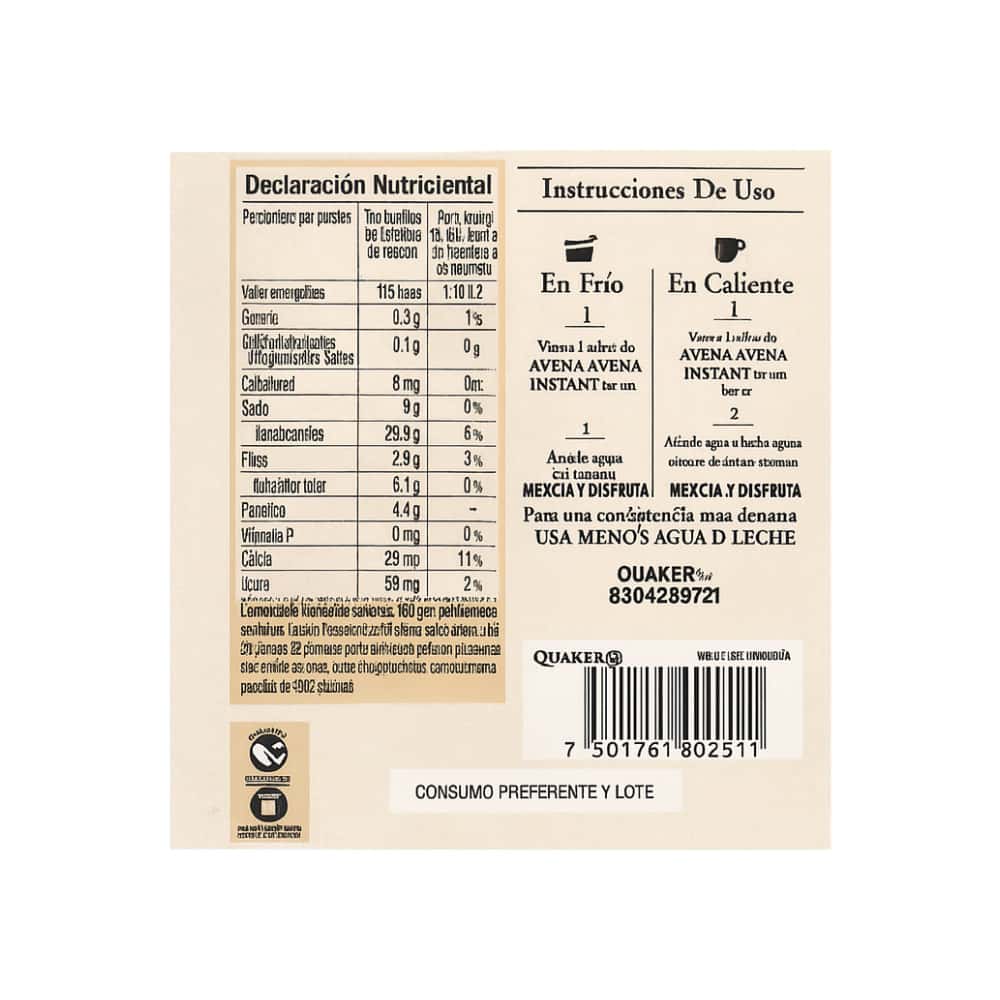 Cereal de avena integral sin azúcar sabor manzana y canela Quaker (35 g / 1.23 oz) - Miniatura 5