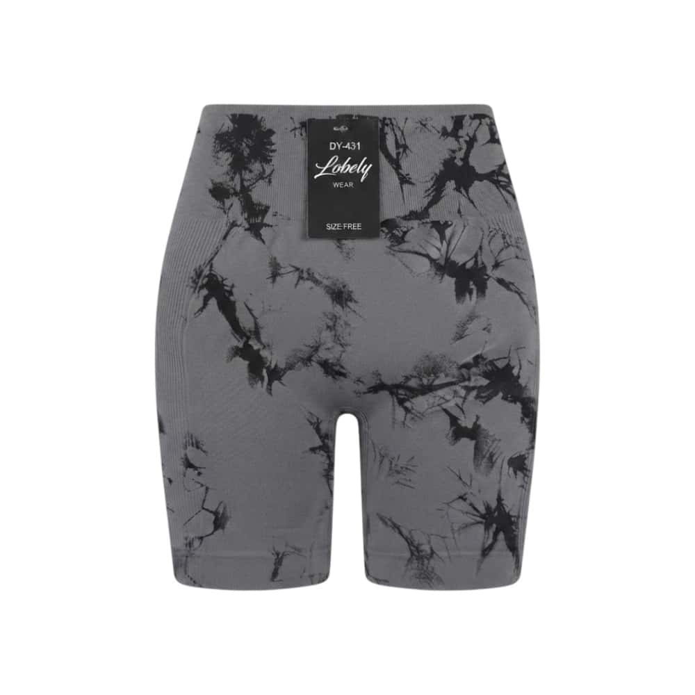 Licra corta de tiro alto con diseño marmoleado gris y negro Lobely wear (Talla: Única) - Miniatura 1
