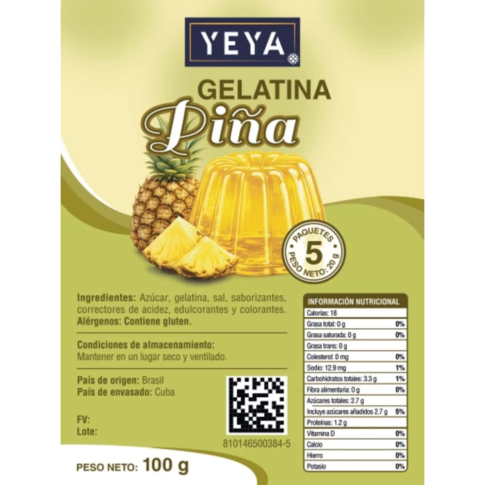 Gelatina sabor piña YEYA (100 g / 3.53 oz) - Miniatura 2