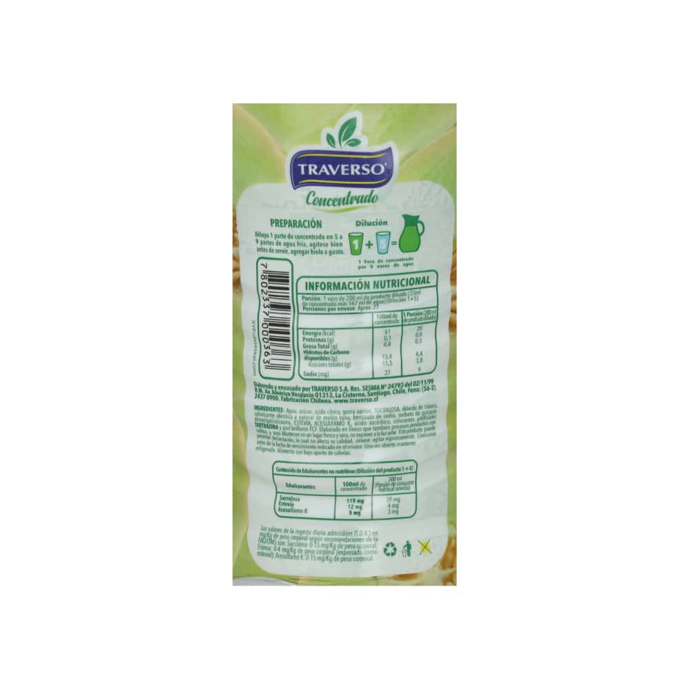 Jugo concentrado sabor melón Traverso (900 ml) - Miniatura 3