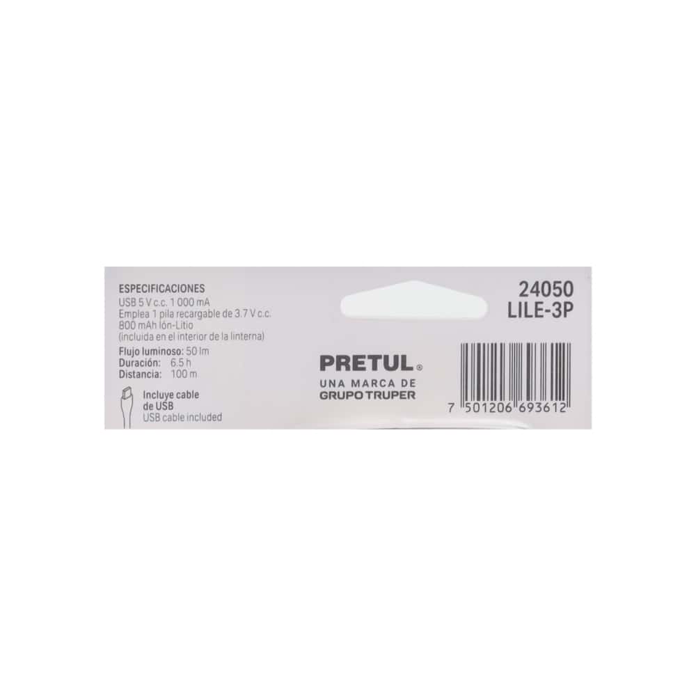 Linterna plástica recargable Led Pretul LILE-3P - Miniatura 2