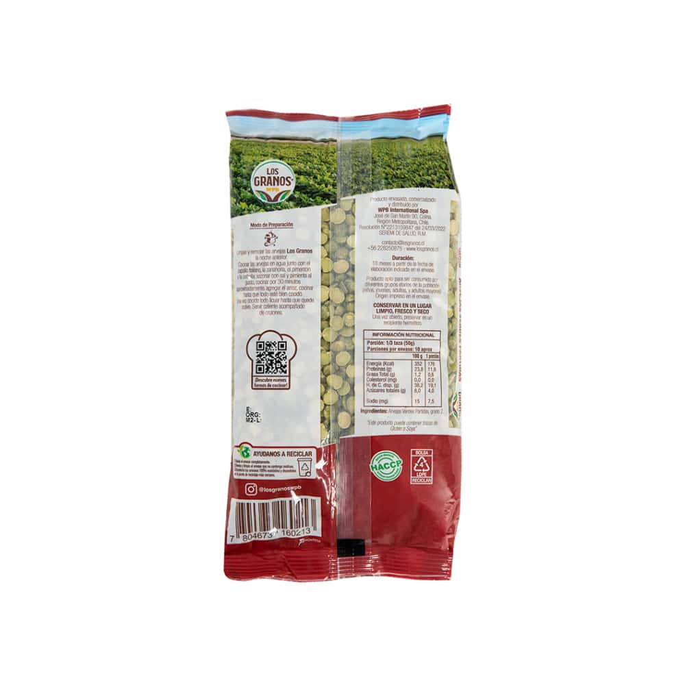Arvejas verdes partidas - chícharos - Los Granos (500 g / 1.1 lb) - Miniatura 2