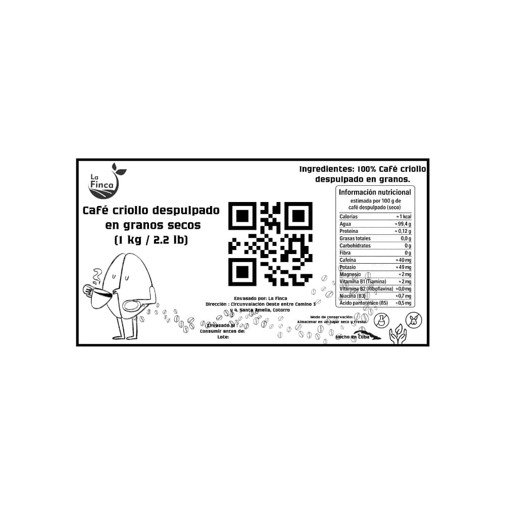 Café criollo despulpado en granos secos La Finca (1 kg / 2.2 lb) - Miniatura 4