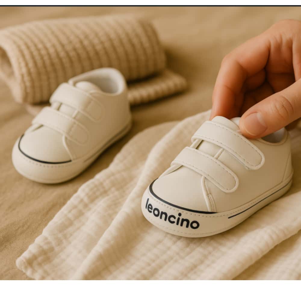Zapatillas blancas con rayas rojas para bebé Baby Leoncino (Talla 19) - Miniatura 3