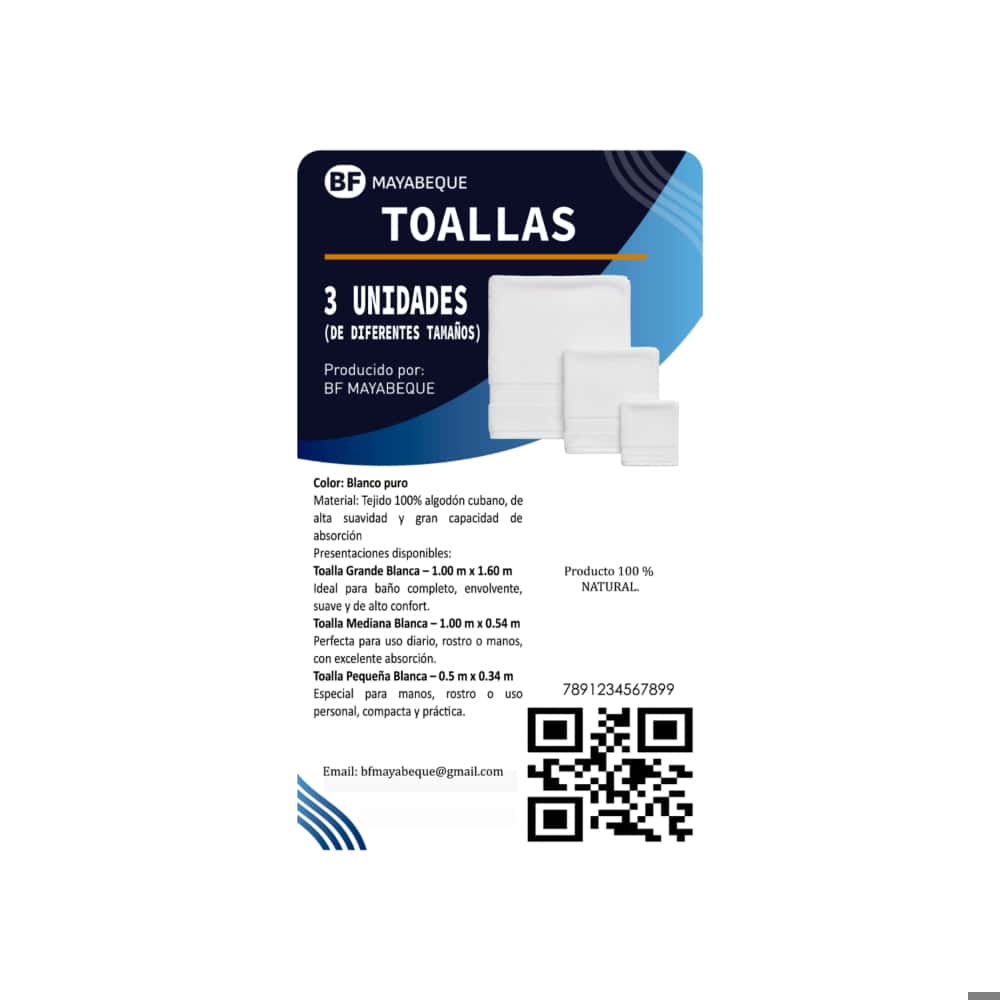 Set de 3 toallas blancas BF Mayabeque - Miniatura 3