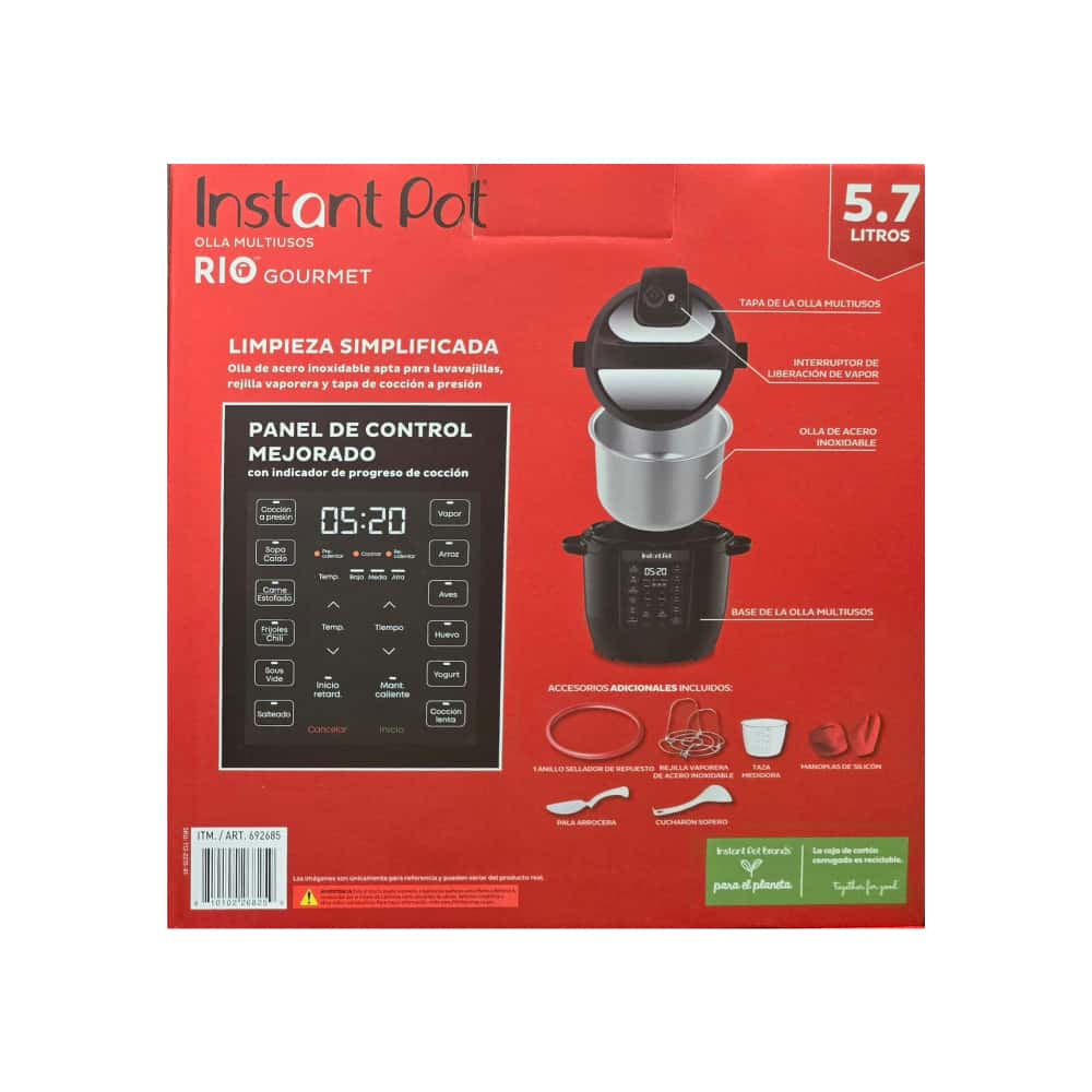 Olla multiusos 5.7 L color negro Instant Pot Rio Gourmet - Miniatura 3