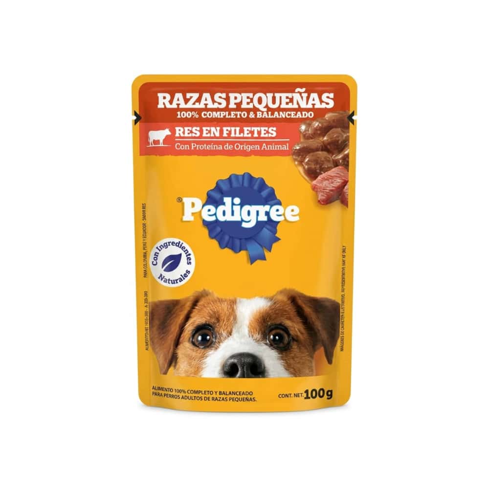 Alimento sabor res para perros de razas pequeñas Pedigree (100 g / 3.52 oz) - Miniatura 3
