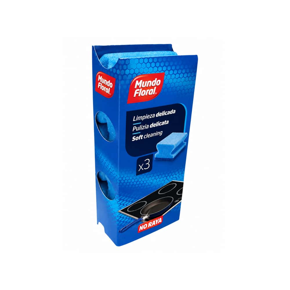 Estropajo salvaúñas fibra azul Mundo Floral (3 U) - Miniatura 1
