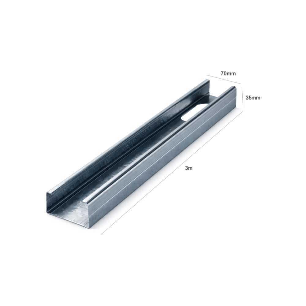 Perfil - Montante galvanizado para tabiques 70 mm x 35 mm x 3 m Super Tape - Miniatura 5