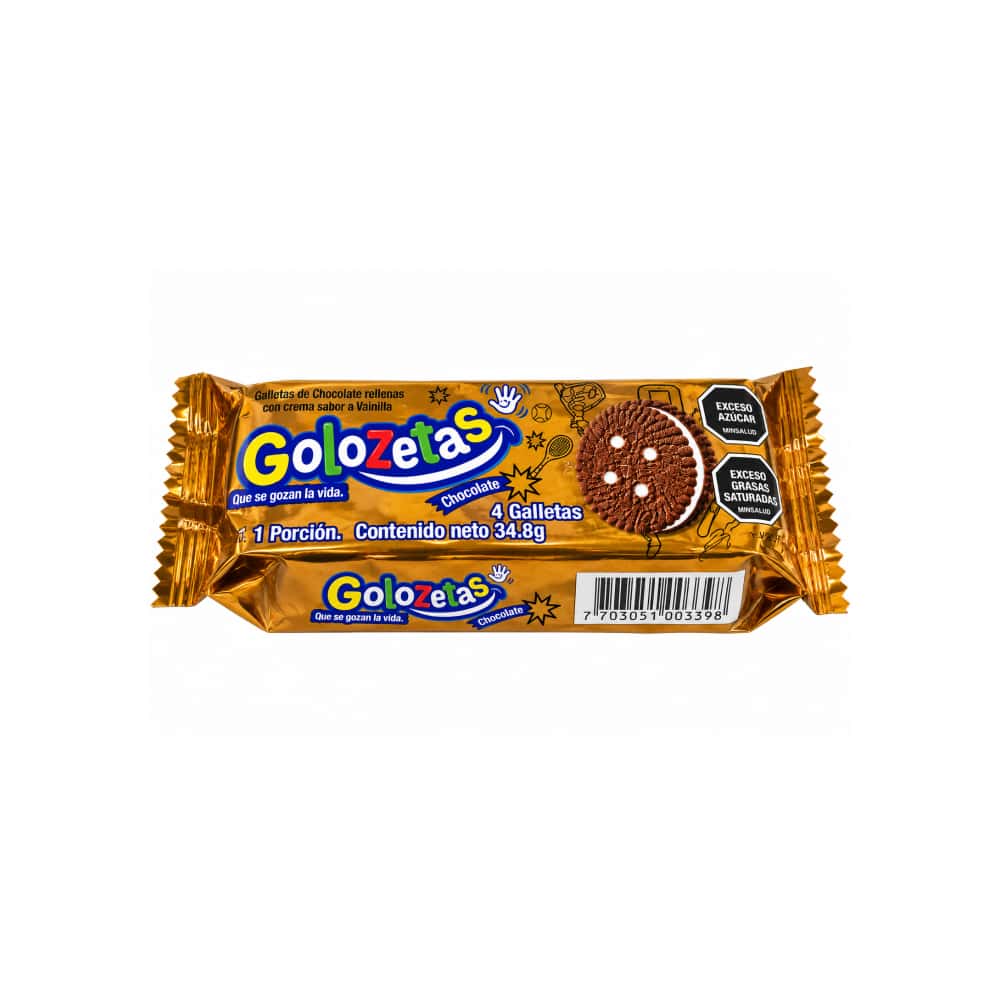 Galletas de chocolate rellenas con crema sabor a vainilla Golozetas (34.8 g / 1.22 oz) - Miniatura 1
