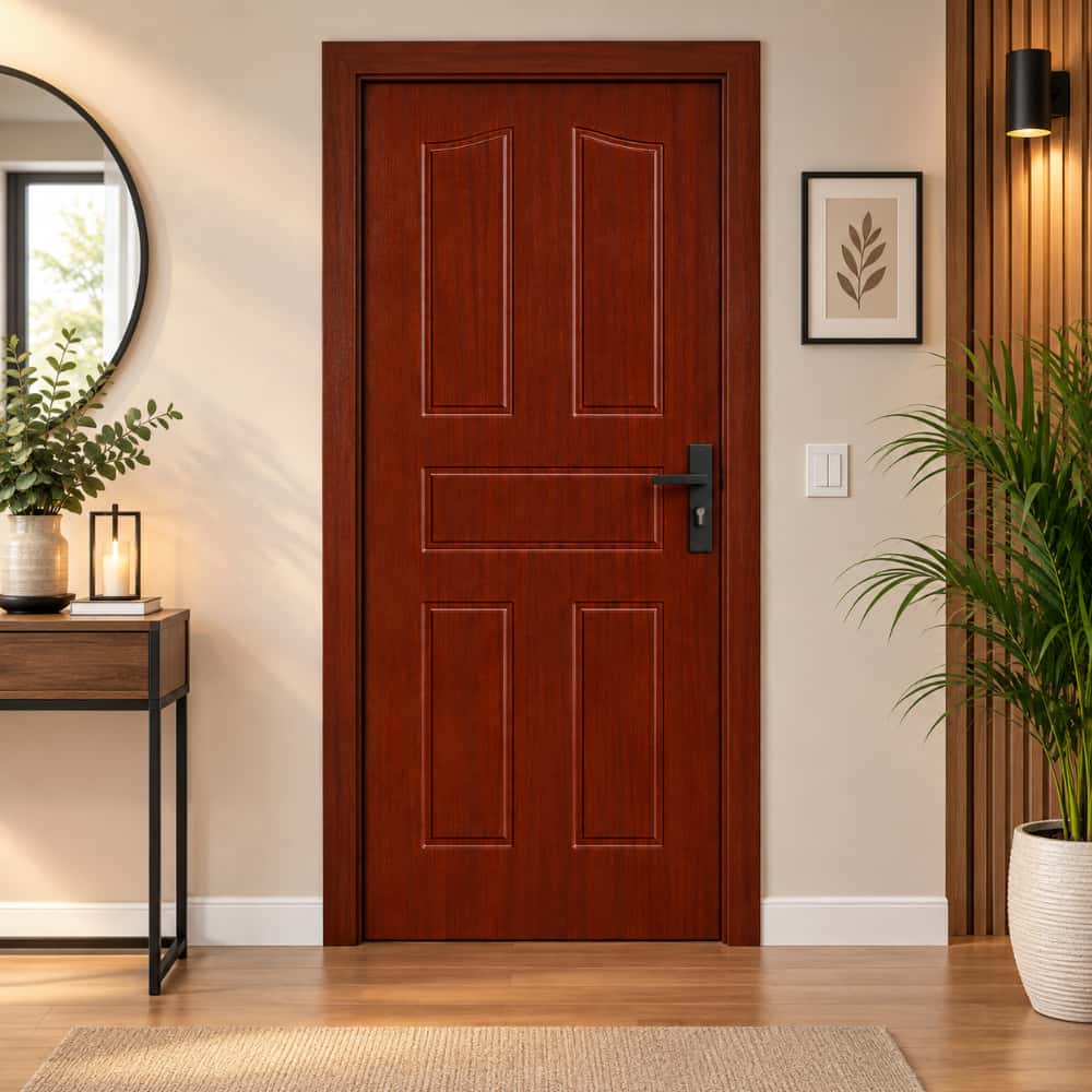 Puerta de color caoba rojizo oscuro 210 cm x 80 cm Ruden - Miniatura 3