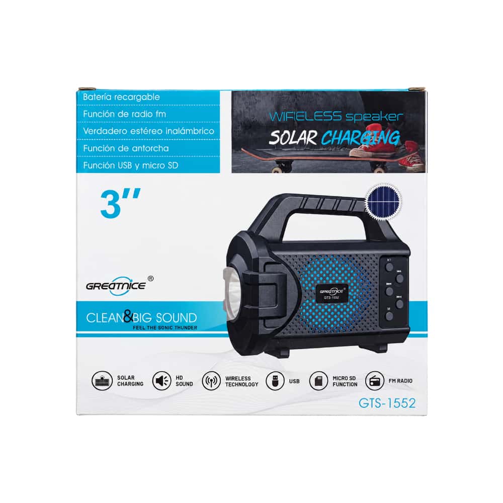 Bocina recargable con lámpara y panel solar Greatnice GTS-1552 - Miniatura 7