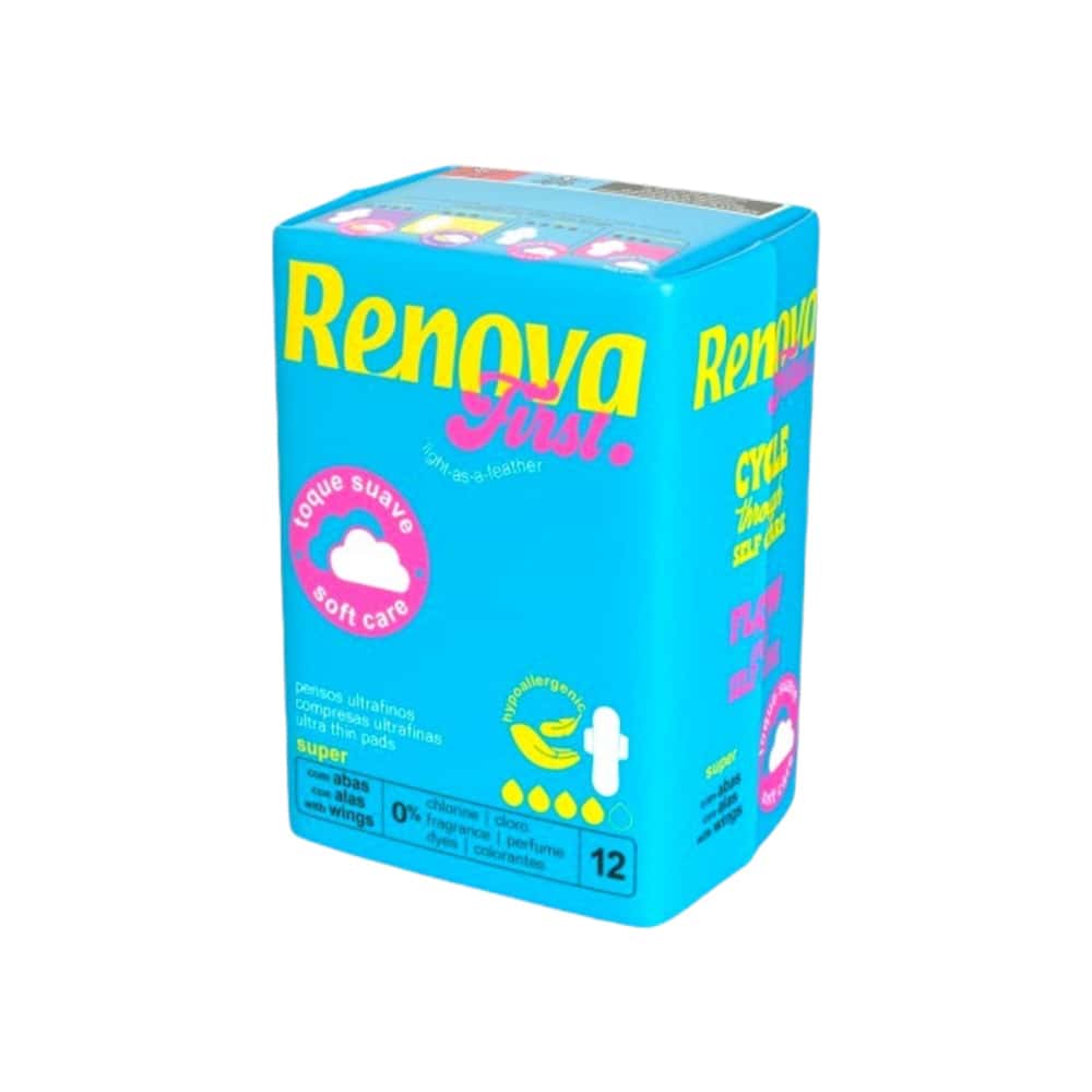 Toallas sanitarias ultrafinas con alas super Renova (12 U) - Miniatura 1
