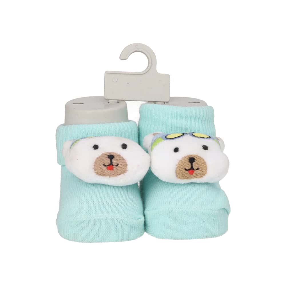 Par de calcetines de color celeste con sonajero de peluche para bebé Ayaydin Miroglio - Miniatura 8