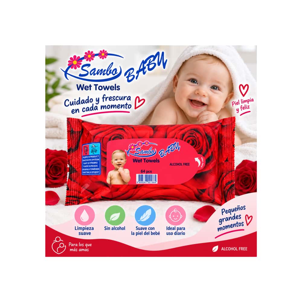 Toallitas húmedas sin alcohol Sambo Baby (64 U) - Miniatura 5