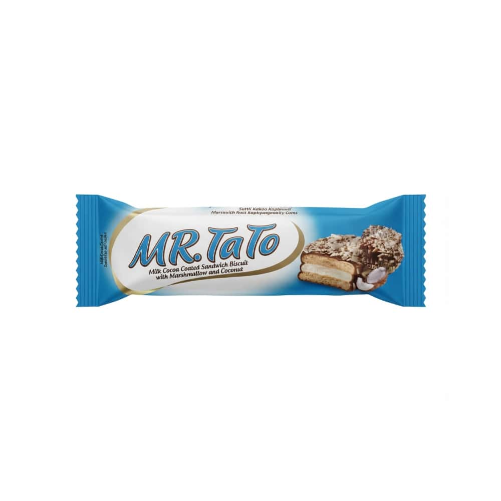 Galleta rellena de malvavisco y cubierta de chocolate y coco Mr. Tato Roz (50 g / 1.76 oz) - Miniatura 1