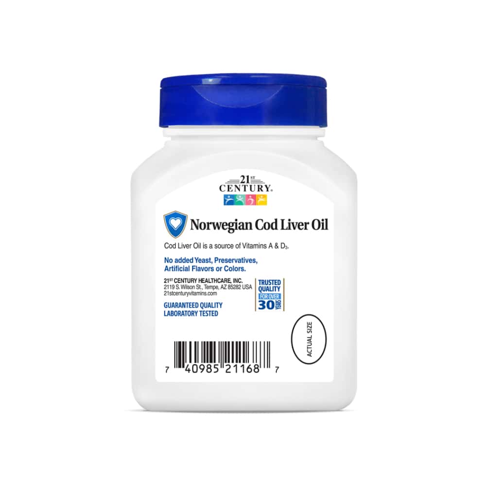 Aceite de hígado de bacalao 400 mg 21st Century (110 cápsulas) - Miniatura 6