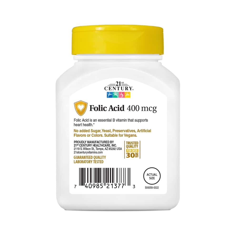 Ácido fólico 400 mcg 21st Century (250 tabletas) - Miniatura 7