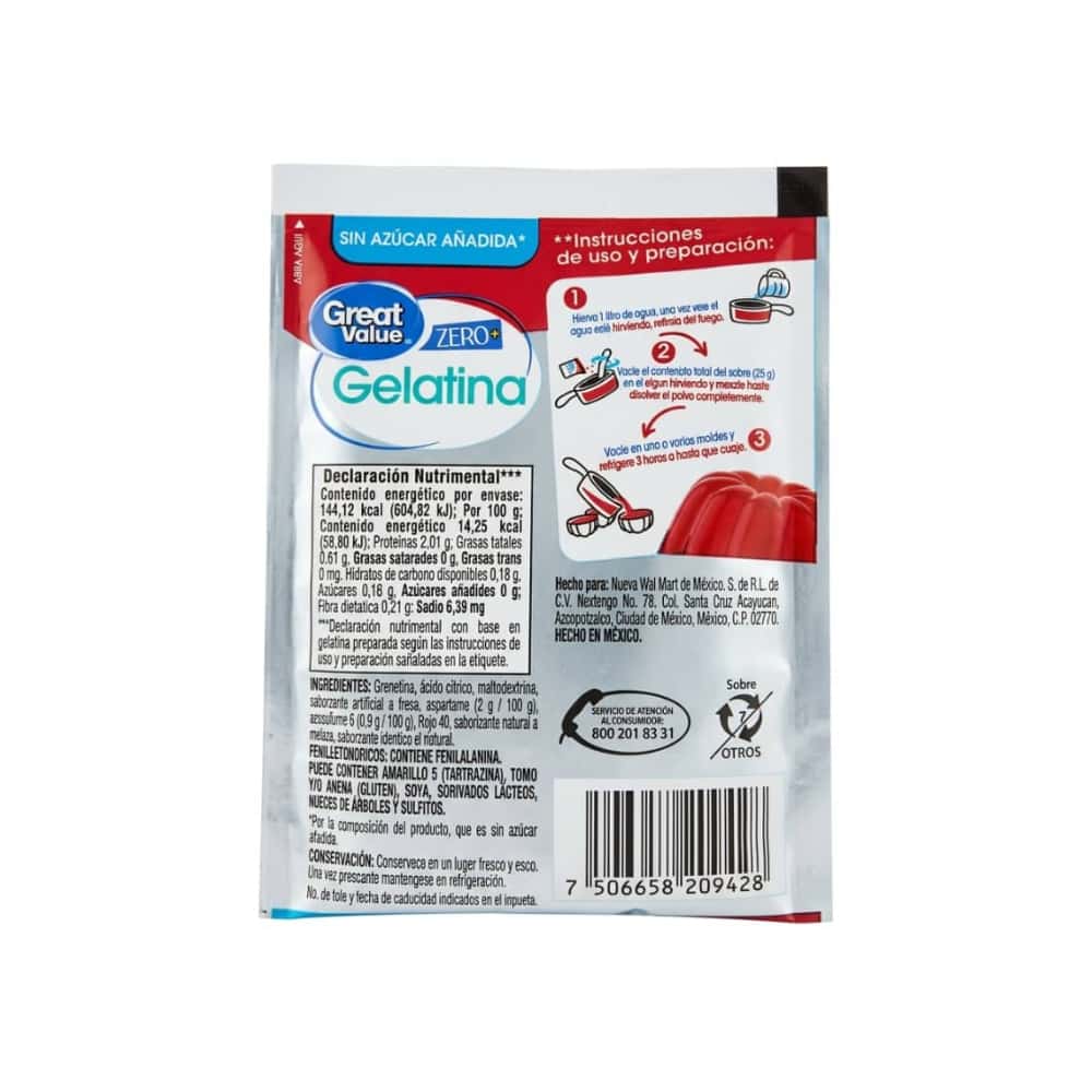 Gelatina sabor fresa Great Value (25 g / 0.88 oz) - Miniatura 2