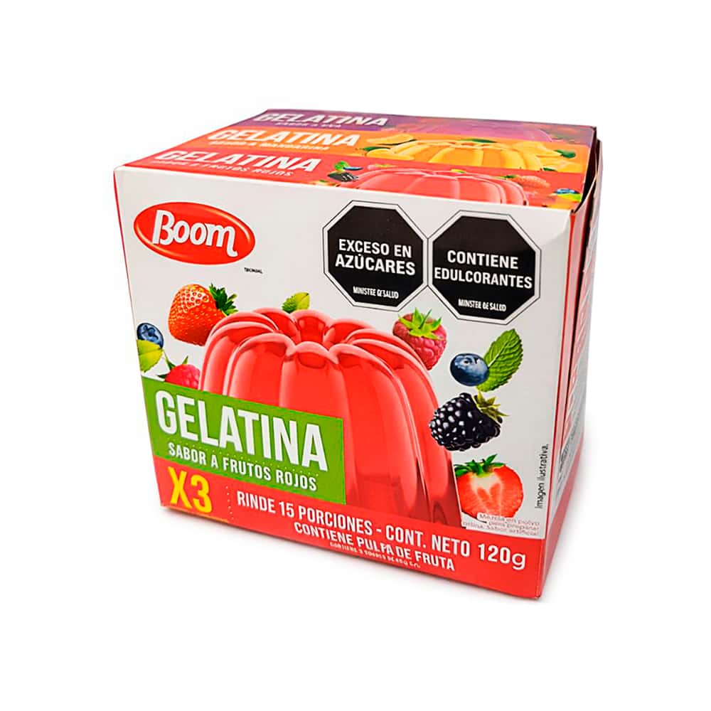 Gelatina sabor mandarina, frutos rojos y uva Boom (120 g / 4.23 oz) - Miniatura 1