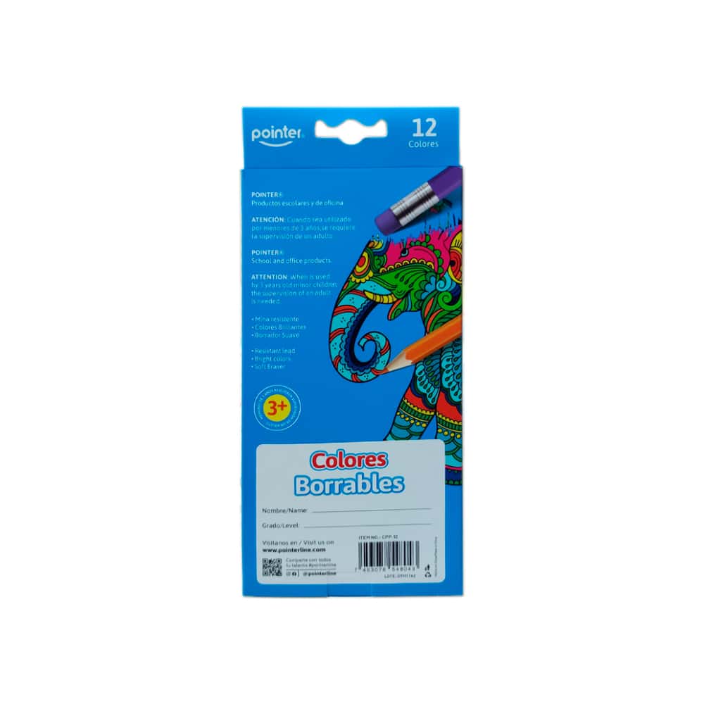 Juego de 12 lápices de colores borrables Pointer - Miniatura 7