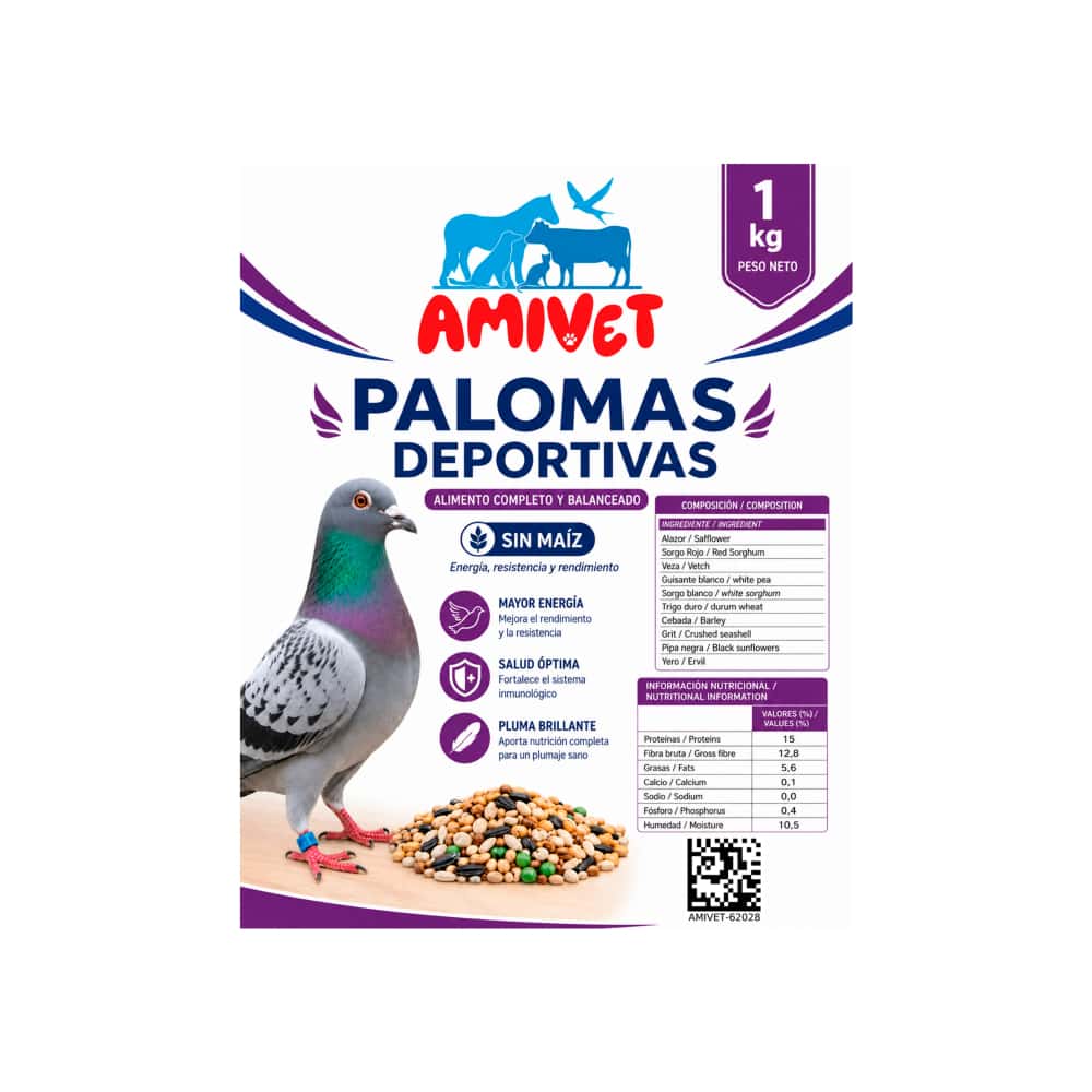 Pienso para Palomas Deportivas Amivet (1 kg / 2.2 lb) - Miniatura 3