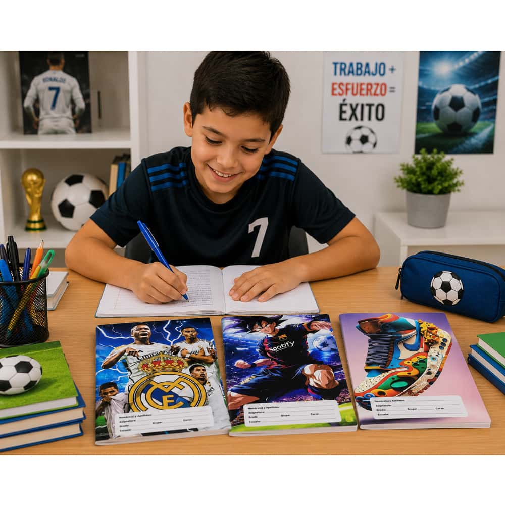 Cuadernos escolares rayados y cuadriculados diseños masculinos Beifa (3 U) - Miniatura 5