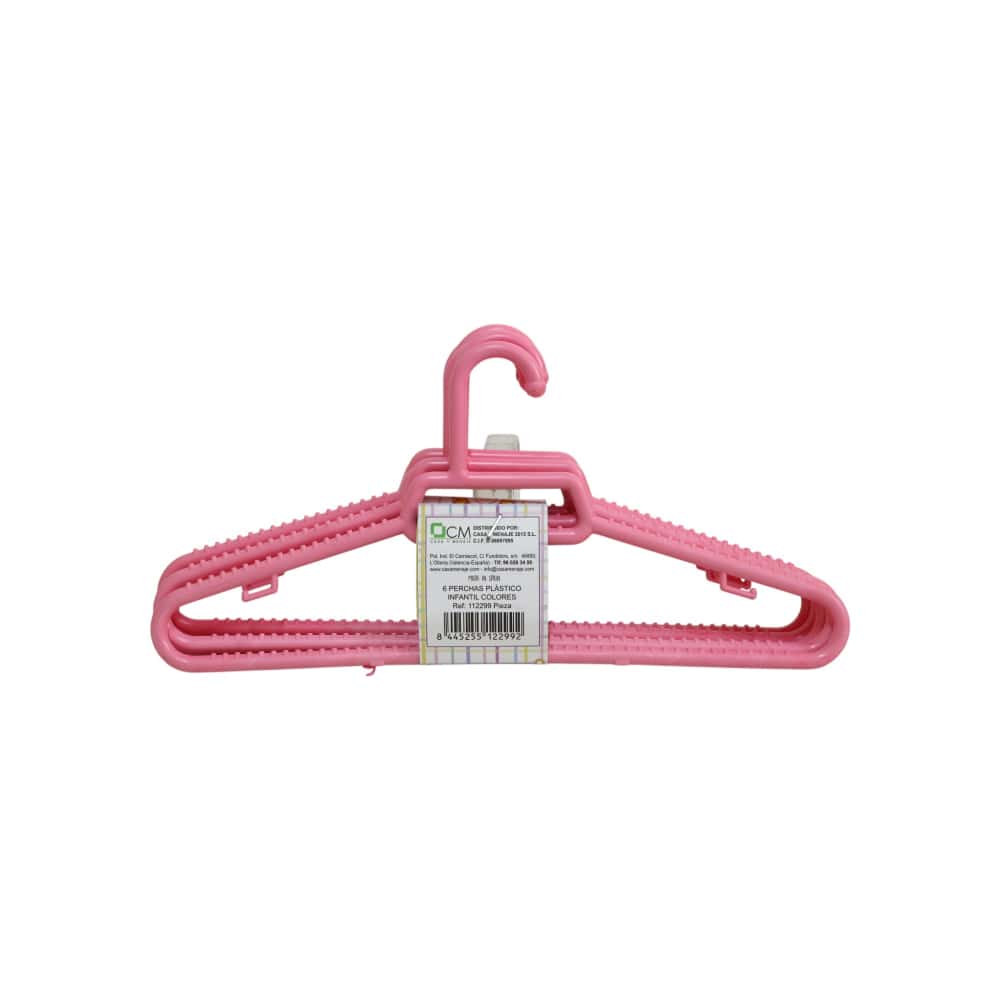 Perchas de plástico infantiles color rosa Casa y Menaje (6 U) - Miniatura 4