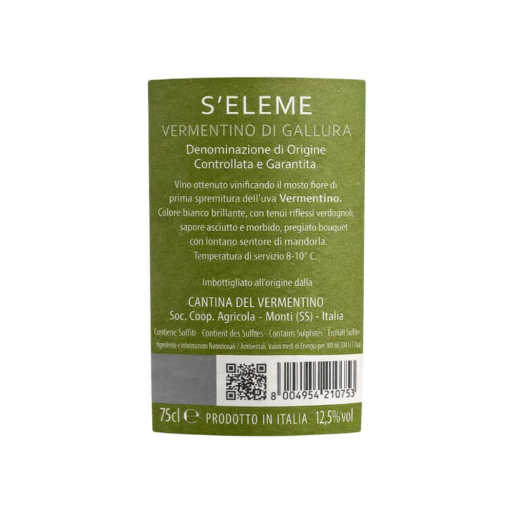 Vino Blanco Vermentino di Gallura DOCG S'eleme (750 ml) - Miniatura 3