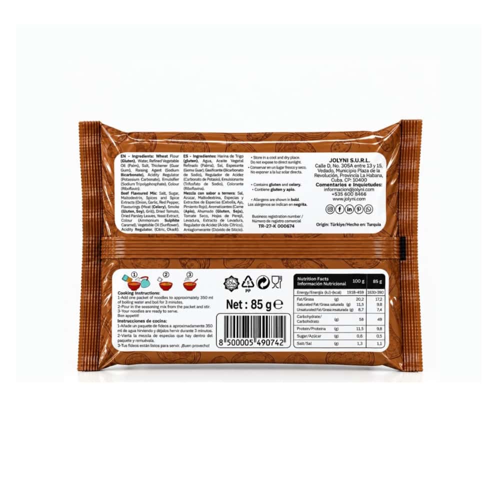 Sopa de fideos instantáneos sabor ternera Jolyni (2 x 85 g / 3 oz) - Miniatura 2