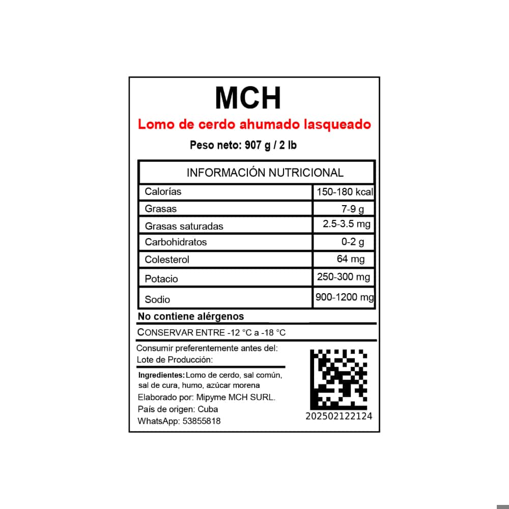 Lomo de cerdo ahumado lasqueado MCH (907 g / 2 lb) - Miniatura 2