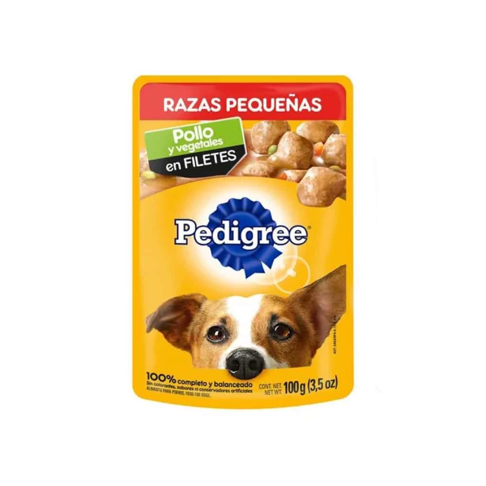Alimento pollo y vegetales en filetes para perros razas pequeñas Pedigree (100 g / 3.52 oz) - Miniatura 2