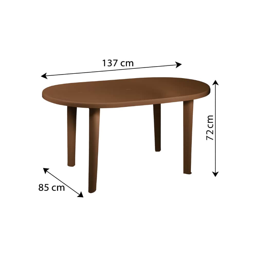 Mesa de resina oval color marrón 137 cm x 85 cm x 72 cm 7house - Miniatura 3